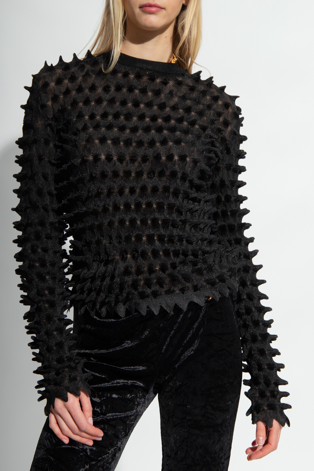 Black Textured top with spikes Versace